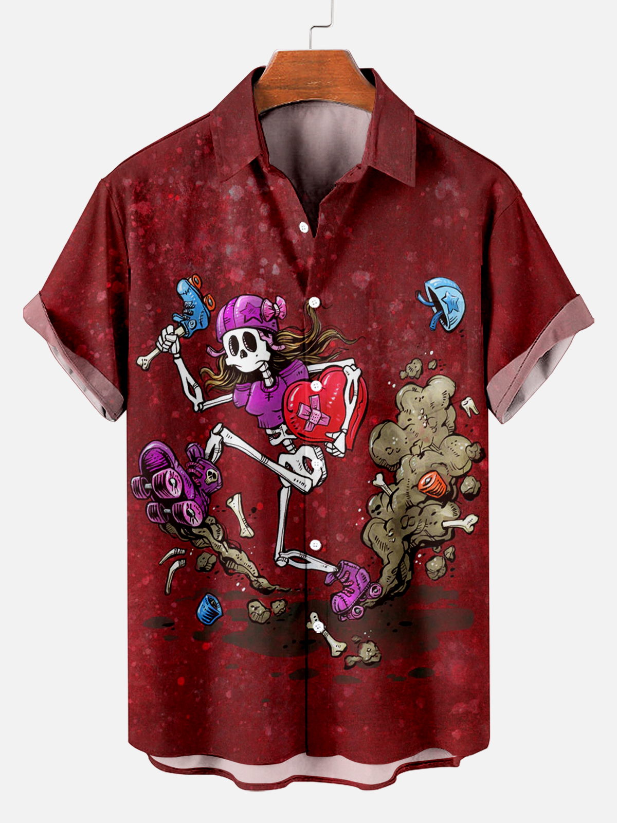 Men's Classic Day of the Dead Skull Graphic Short Sleeve Shirt