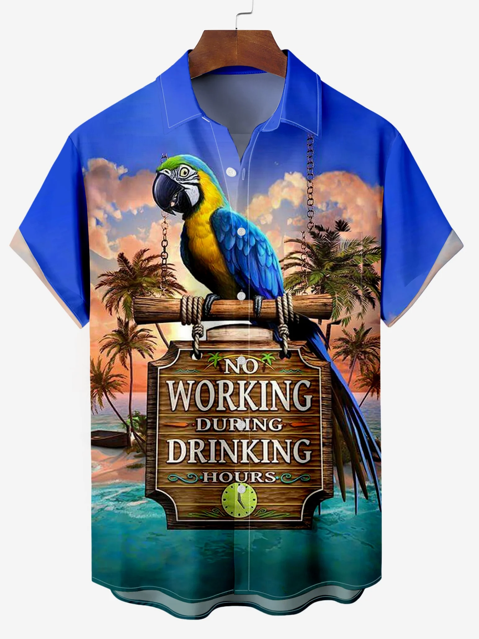 Fun Drinking Hours No Work Hawaiian Short Sleeve Shirt