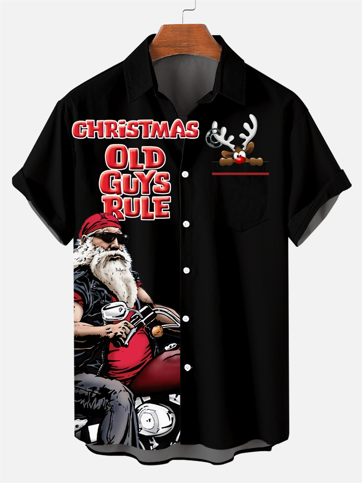 Men's Christmas Let's Ride Design Short Sleeve Shirt  0484
