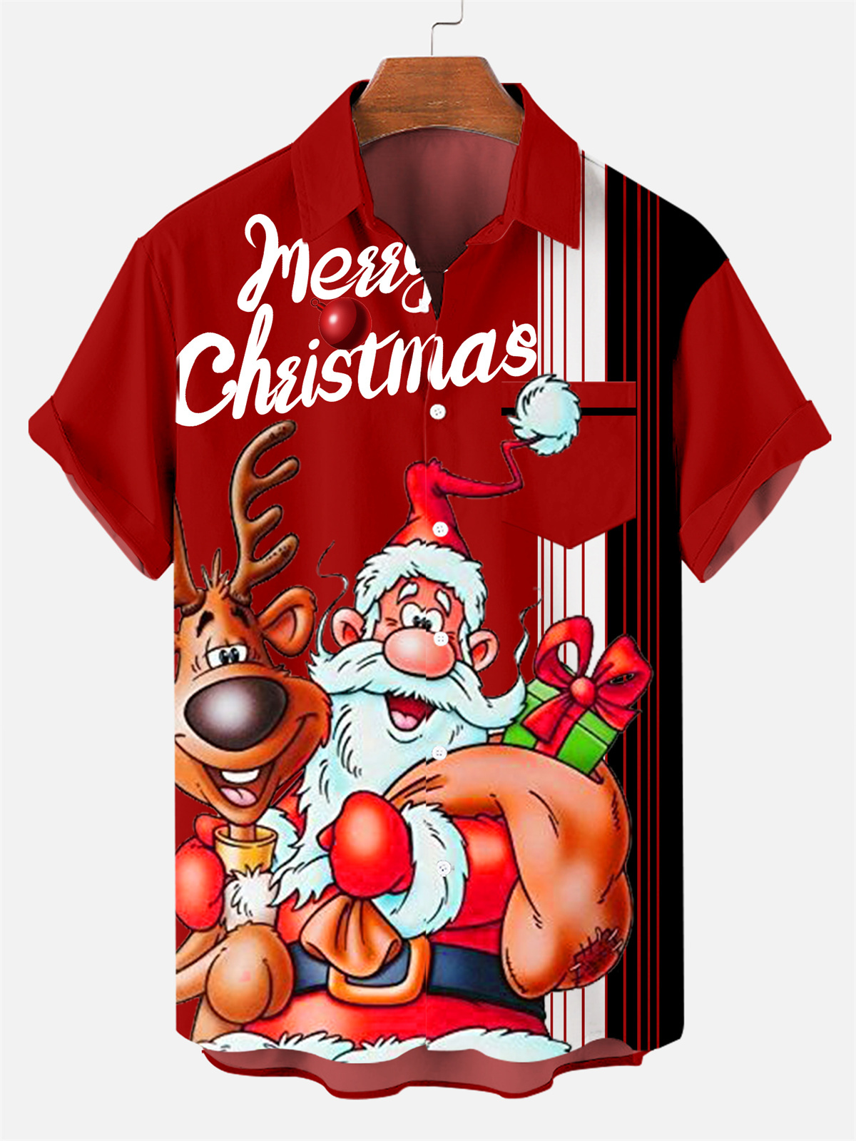 Men's 80‘s Christmas Funny Design Short Sleeve Shirt 0662