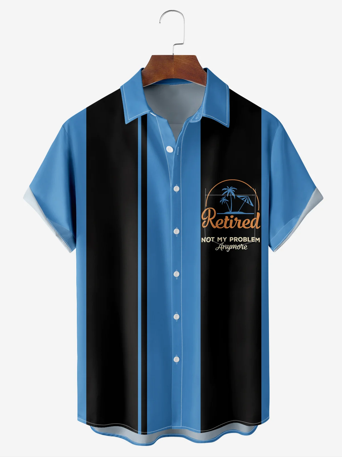 Leisure Coconut Tree Print Lapel Neck Short Sleeve Shirt