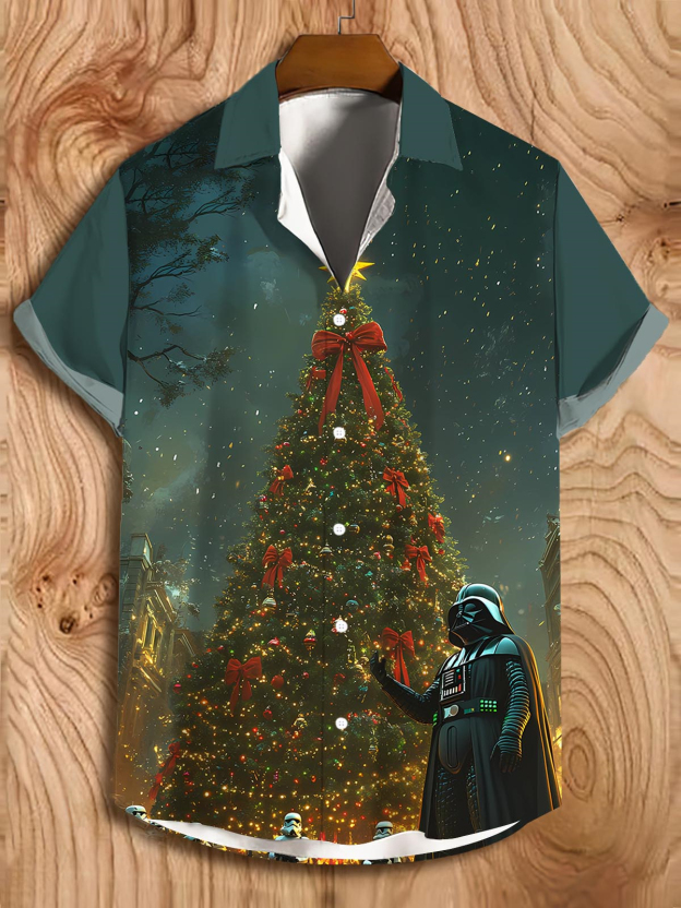 Men's Classic Movie Christmas Graphic Short Sleeve Shirt
