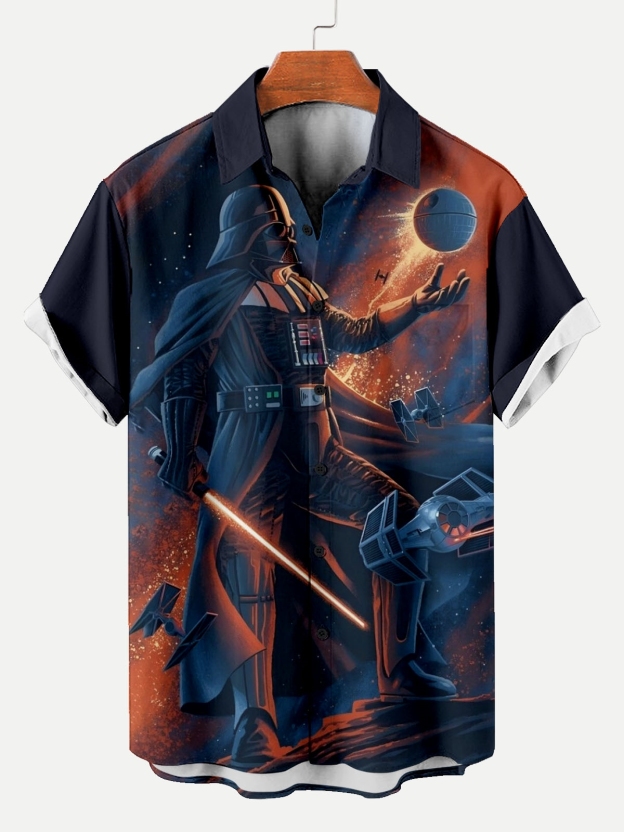 Reggae music skull pattern vacation casual short sleeved shirt