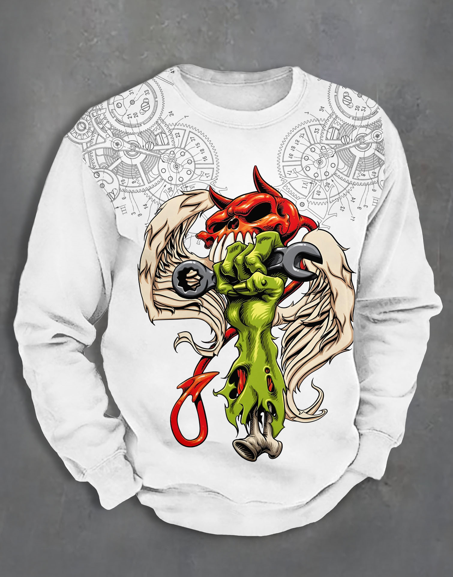 Men's Retro Cartoon Car Graphic Illustration Long Sleeve Sweatshirt