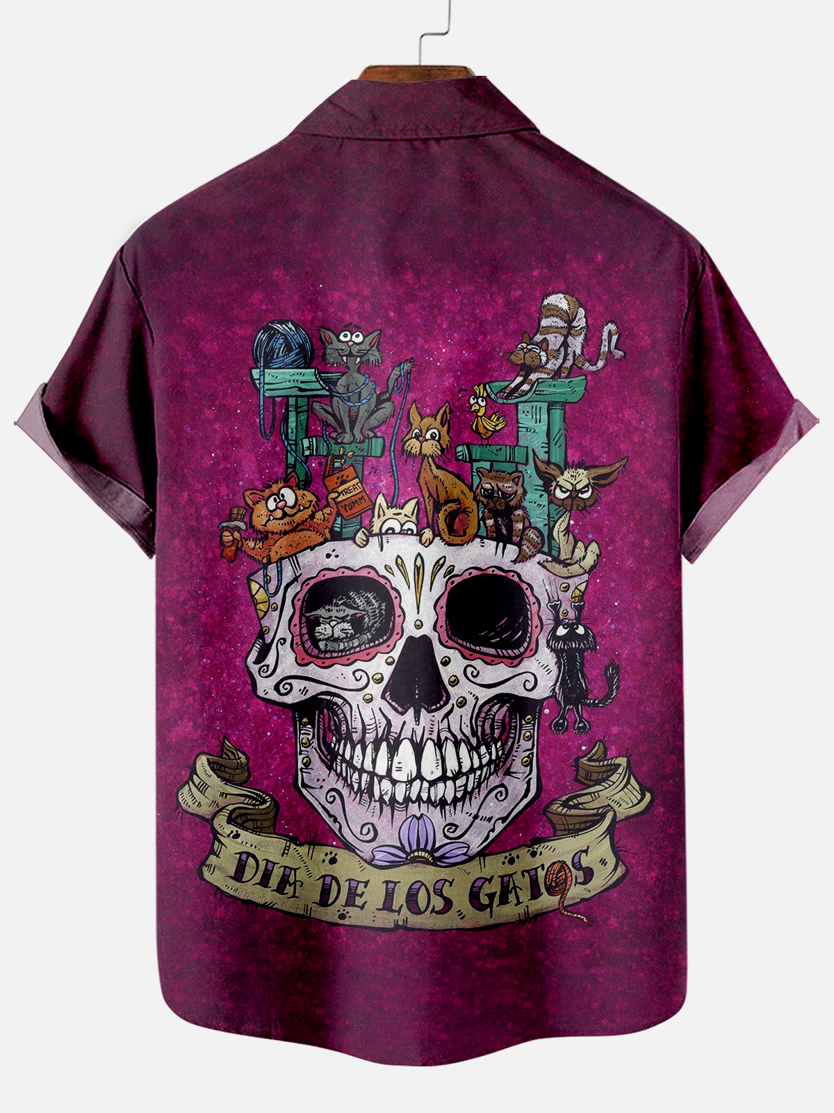 Men's Classic Day of the Dead Skull Graphic Short Sleeve Shirt