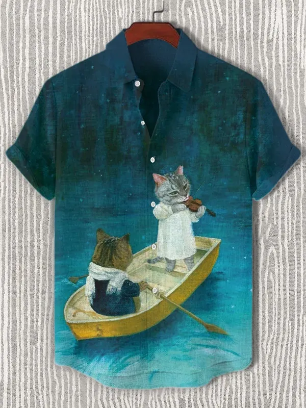 [Copy]Men's Classic Movie Godfather Animal Fun Graphic Short Sleeve Shirt