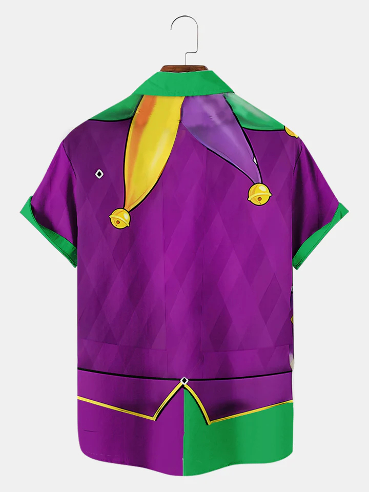 Men's Mardi Gras Elements Graphic Festive Short Sleeve Shirt