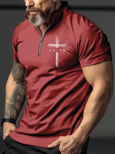Men's faith cross graphic short-sleeved polo