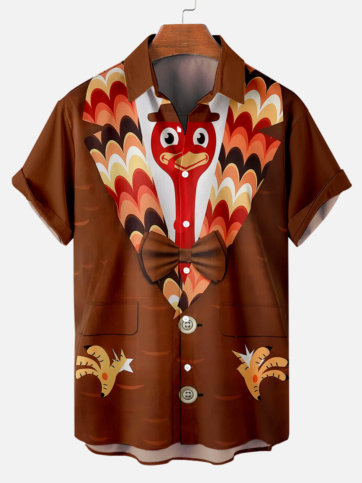 Men's Thanksgiving Turkey Fun Print Short Sleeve Shirt