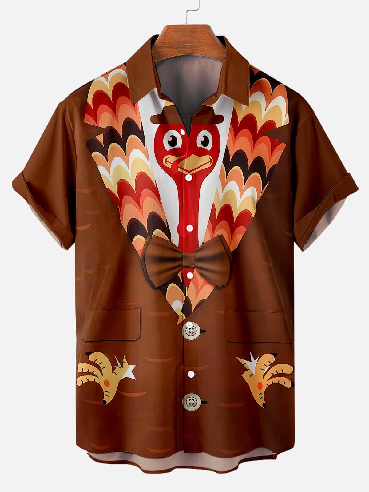 Men's Thanksgiving Turkey Fun Print Short Sleeve Shirt