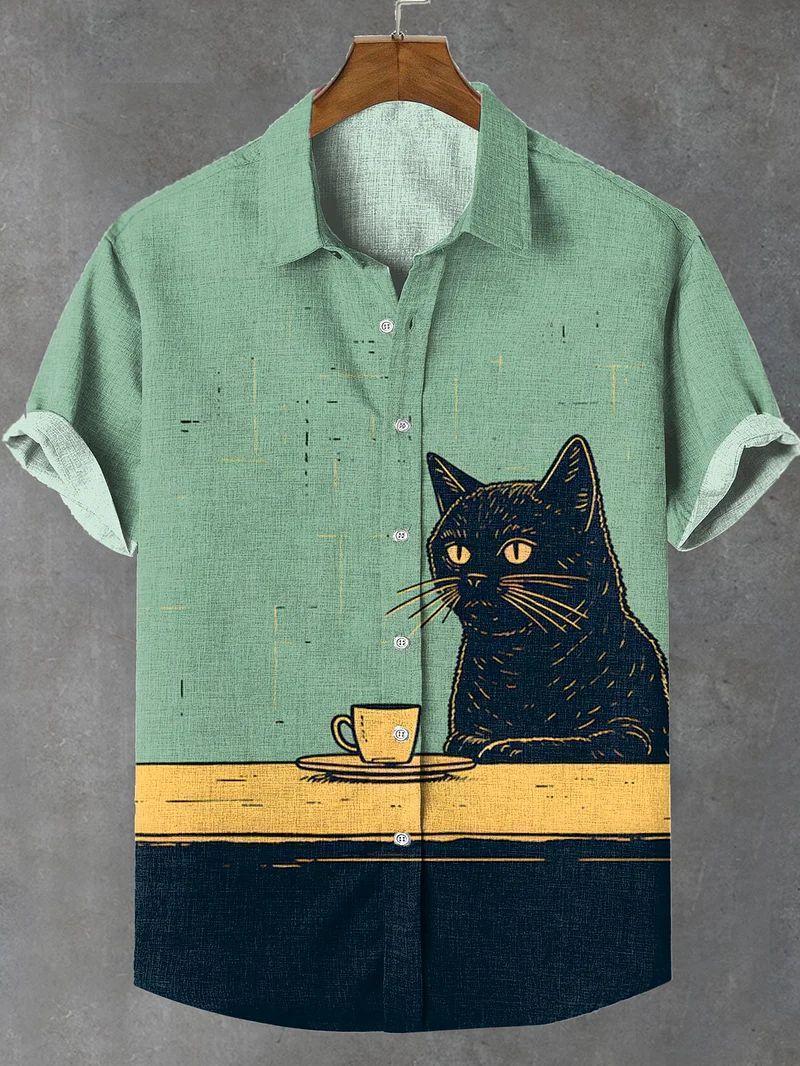 Men's Animal Illustration Graphic Short Sleeve Shirt