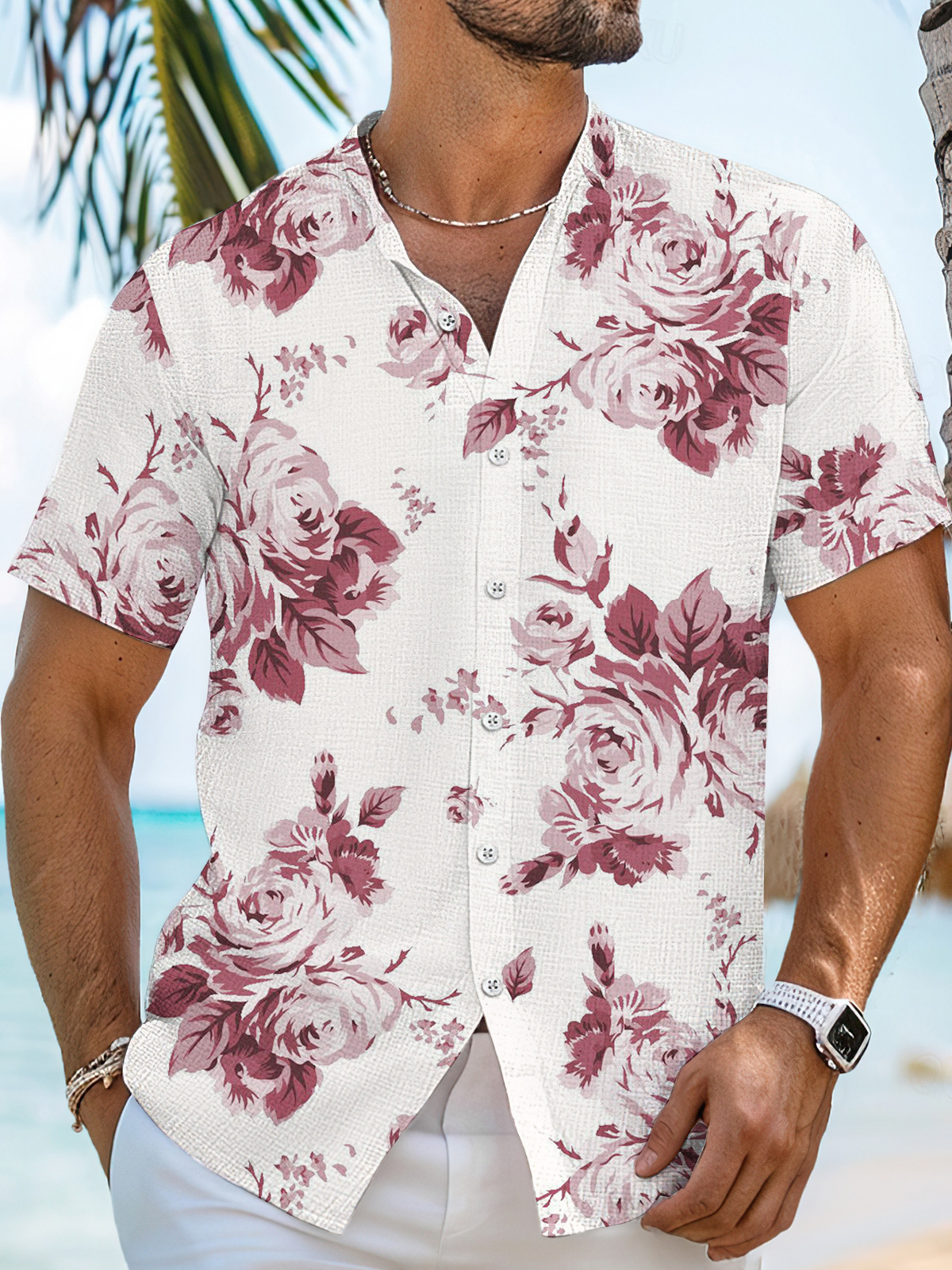 Men's Short Refreshing elegant hawaii Sleeve Shirt