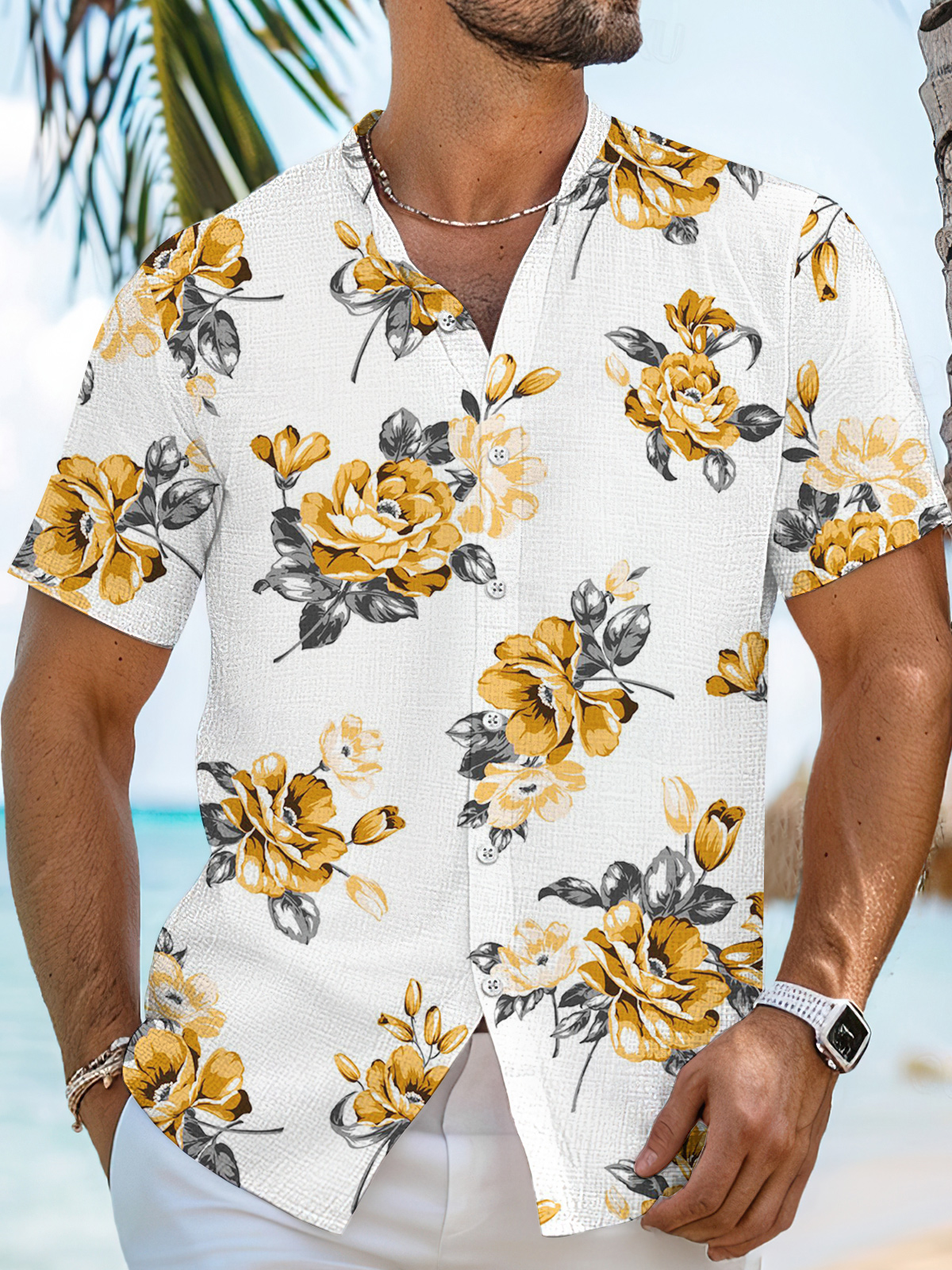 Men's Casual Hawaiian High Stretch Bamboo Fiber Short Sleeve Shirt