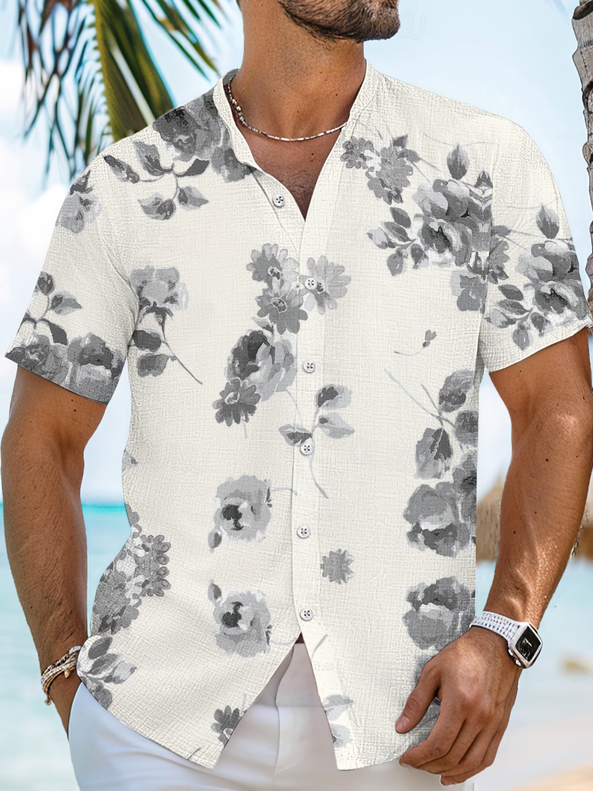 Men's Casual Hawaiian High Stretch Bamboo Fiber Short Sleeve Shirt
