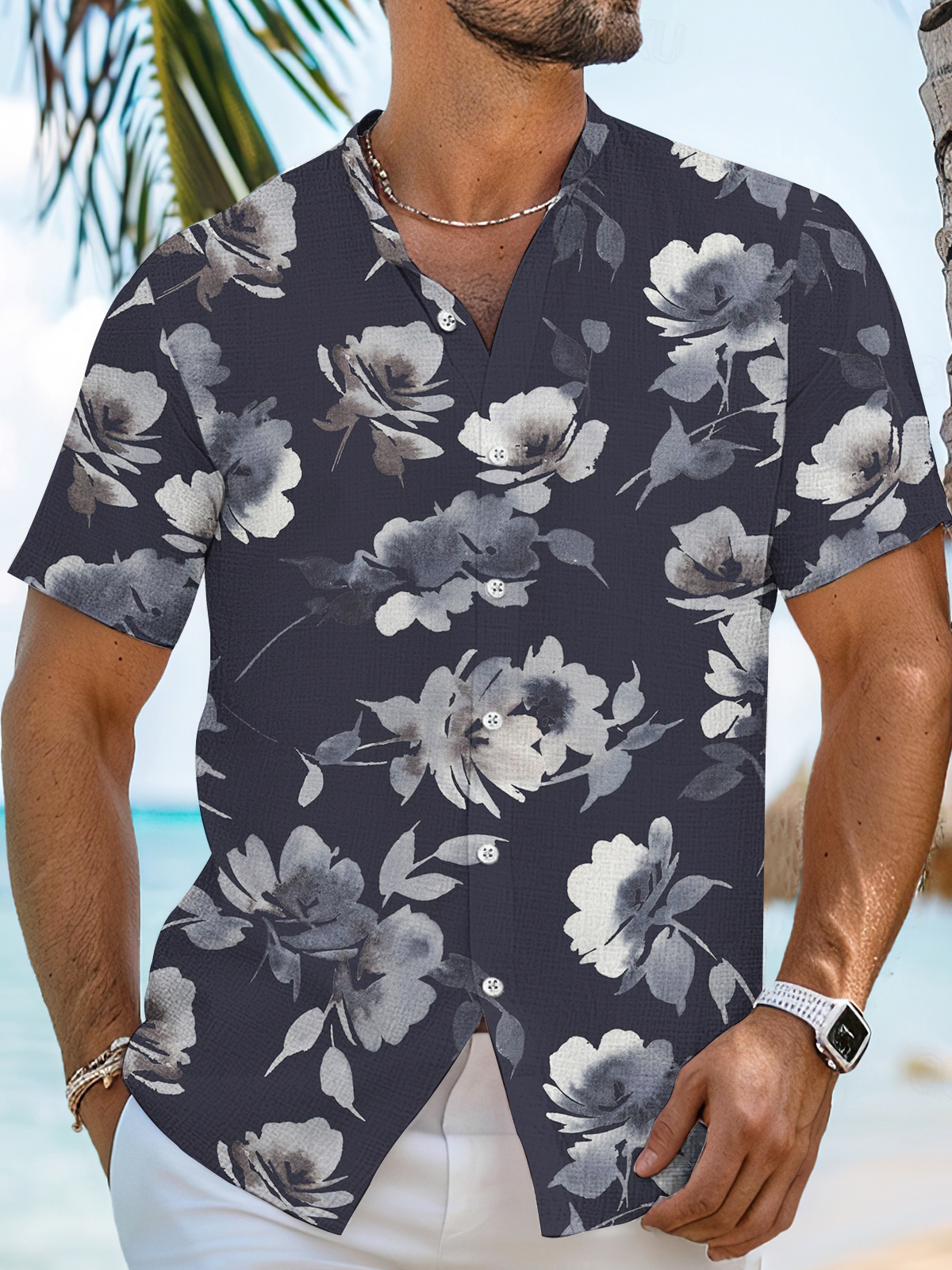 Men's Casual Hawaiian High Stretch Bamboo Fiber Short Sleeve Shirt