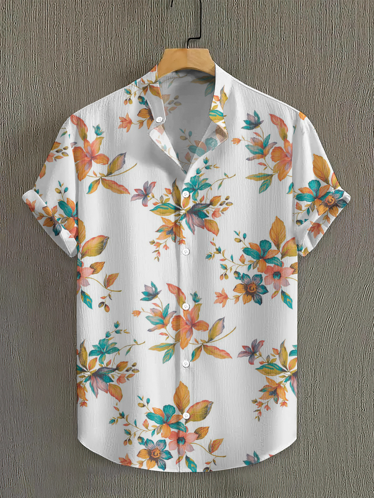 Men's elegant Hawaiian high stretch bamboo fiber short-sleeved shirt