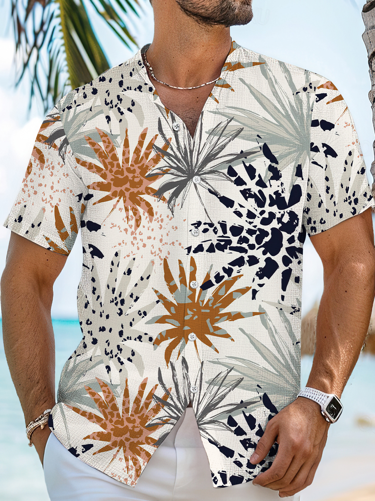 Men's Vintage Hawaiian Pattern High Stretch Bamboo Shirt