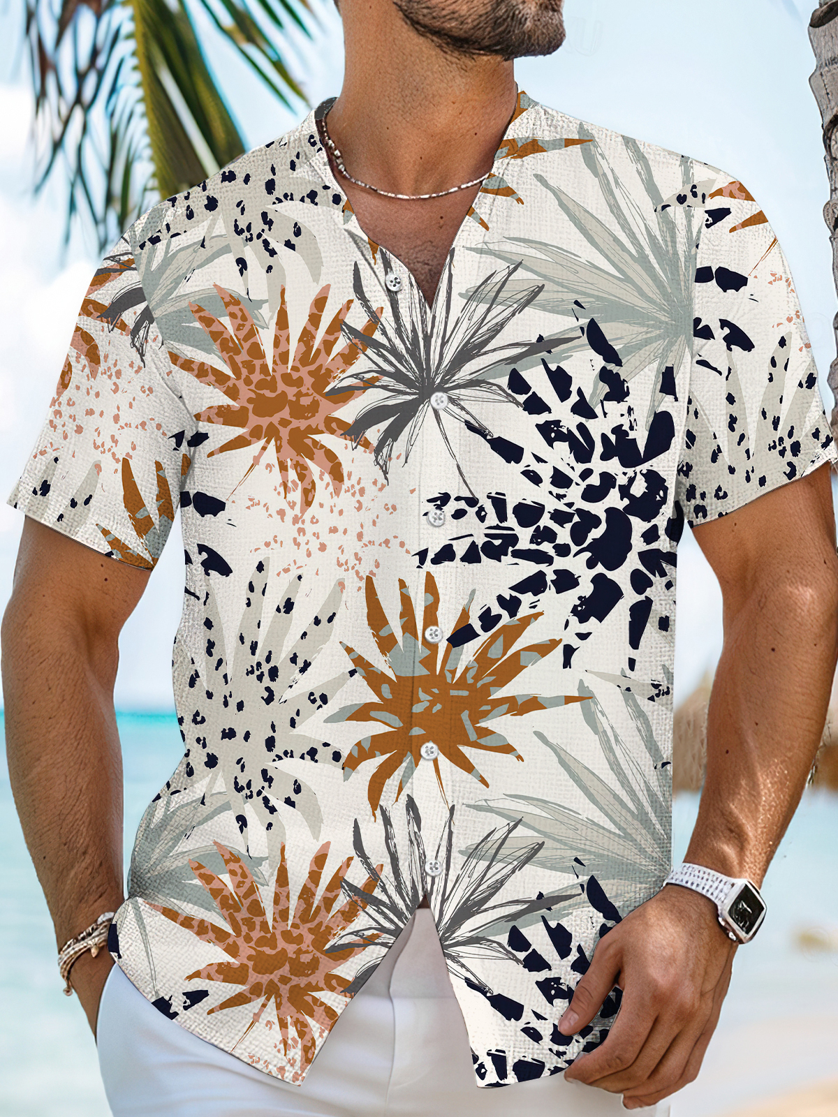 Men's Short Refreshing elegant hawaii Sleeve Shirt