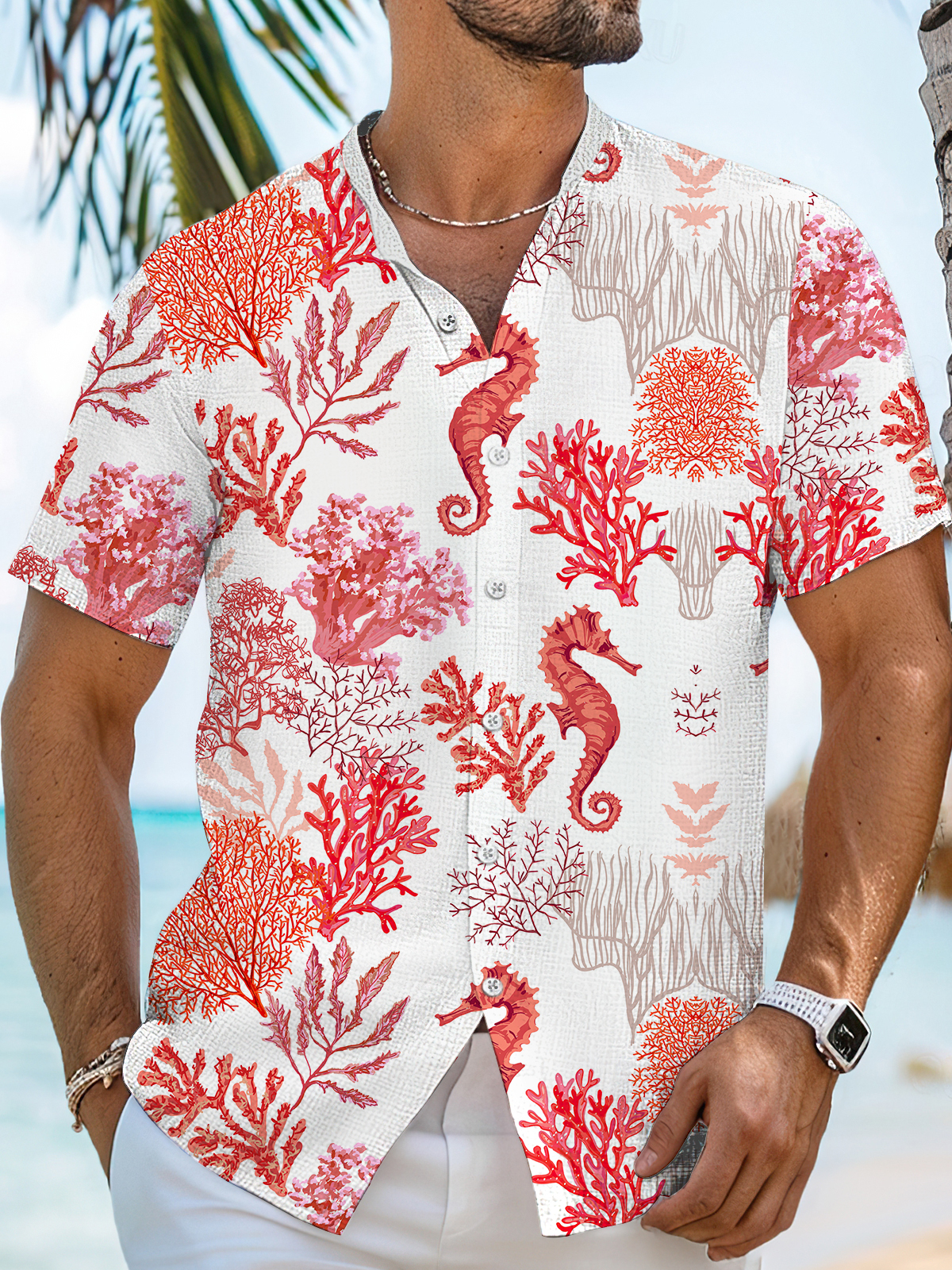 Men's Short Refreshing elegant hawaii Sleeve Shirt
