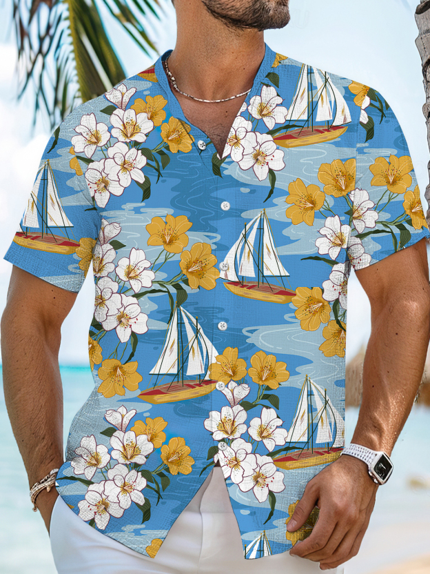 Men's Short Refreshing elegant hawaii Sleeve Shirt