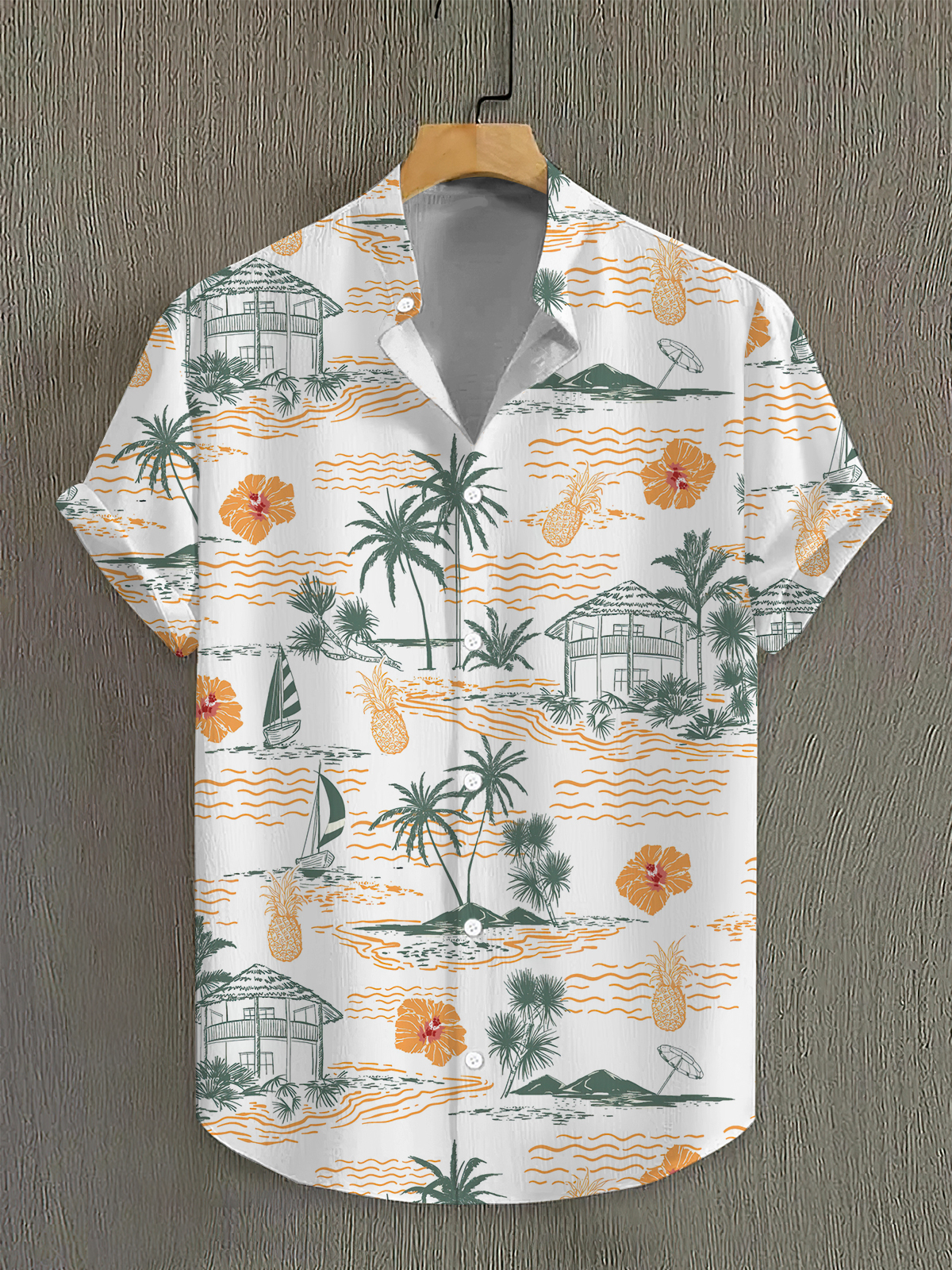 Men's Coconut Tree Fruit Flower High Stretch Bamboo Fiber Shirt