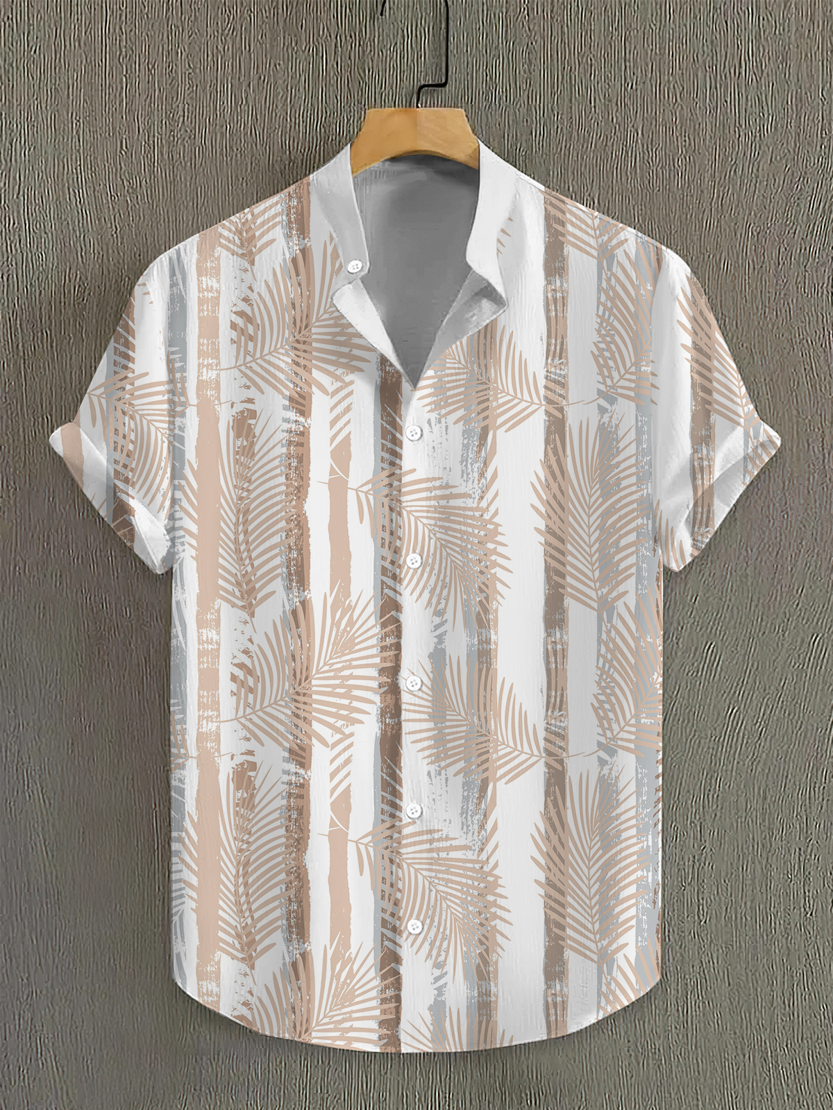 Men's elegant striped coconut tree high stretch bamboo fiber shirt