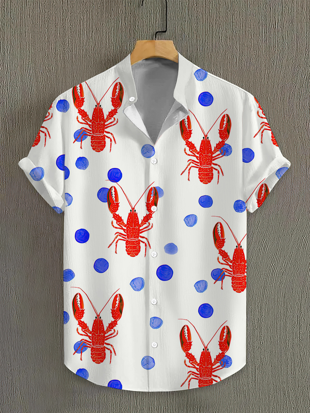 Men's Crayfish Polka Dot Contrast Pattern High Stretch Bamboo Fiber Shirt