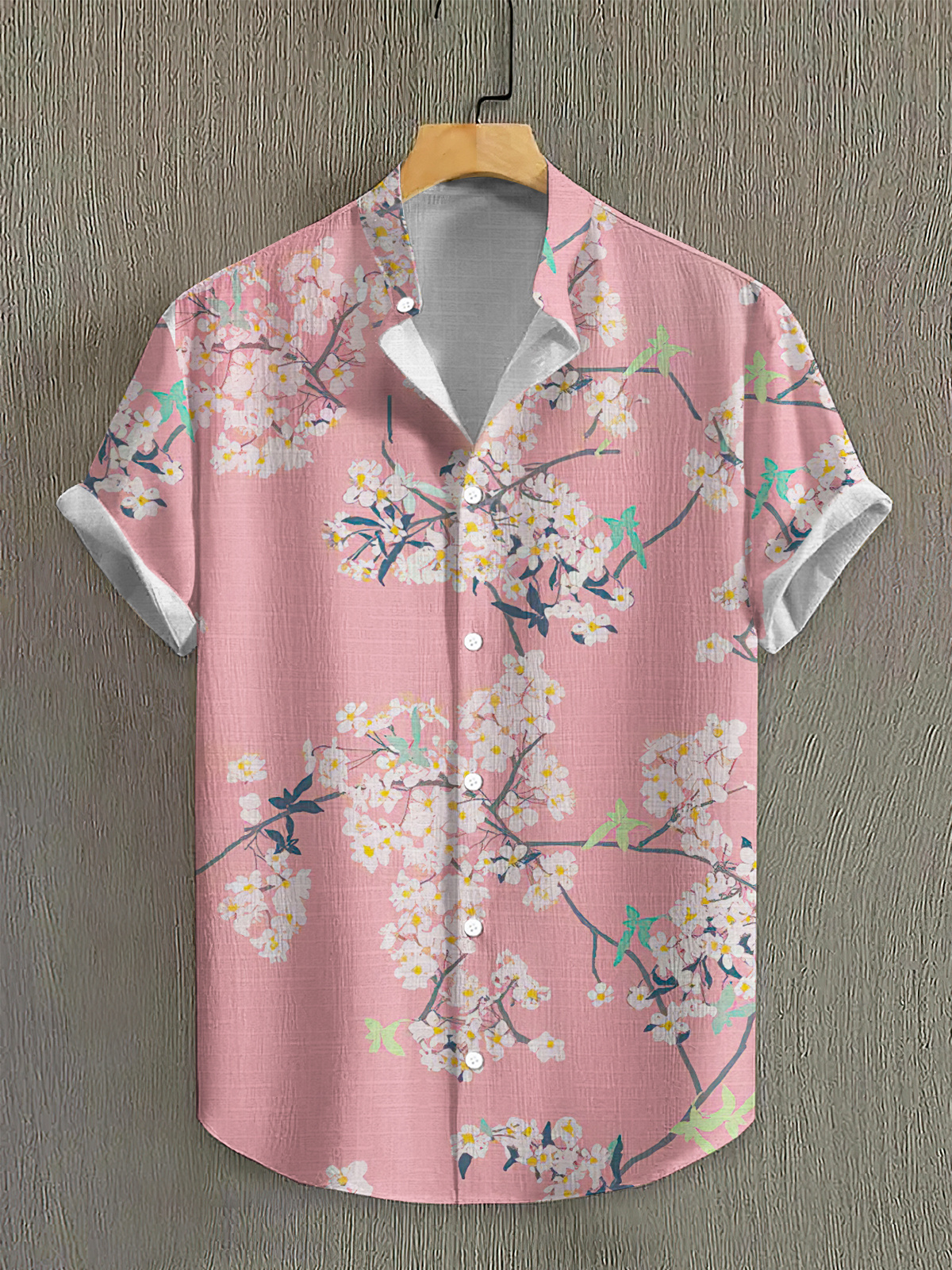 Men's Pink Hawaiian High Stretch Bamboo Fiber Shirt