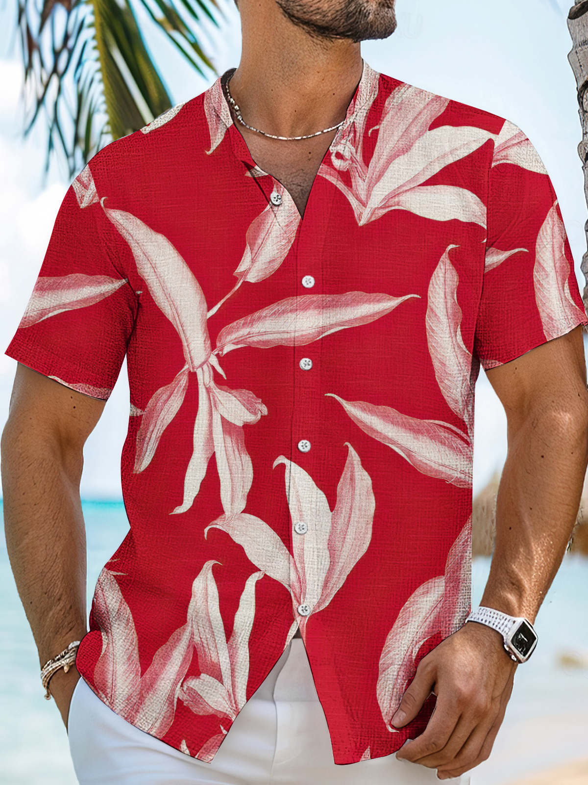 Men's Short Refreshing elegant hawaii Sleeve Shirt