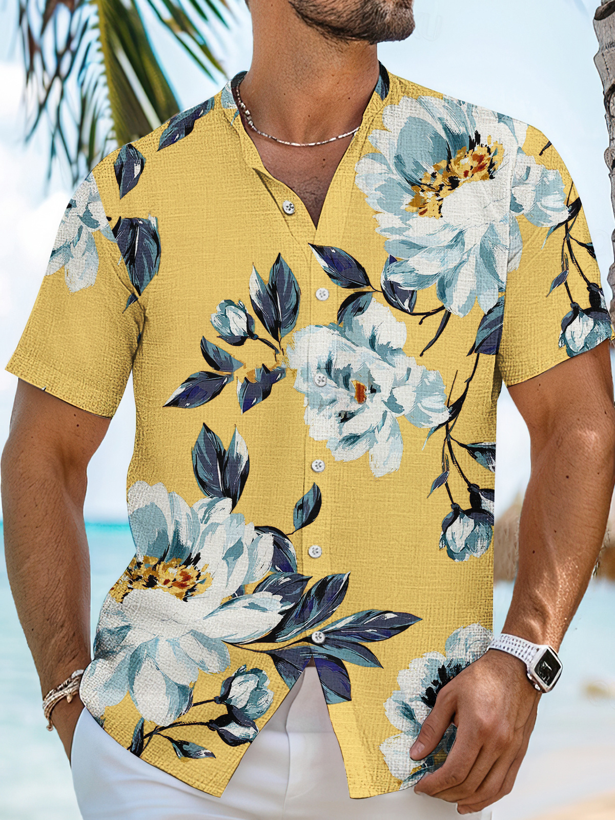 Men's Short Refreshing elegant hawaii Sleeve Shirt