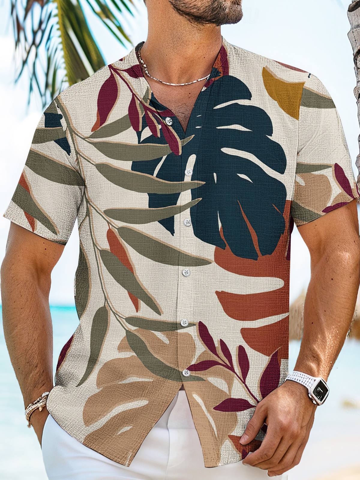 Men's Short Refreshing elegant hawaii Sleeve Shirt