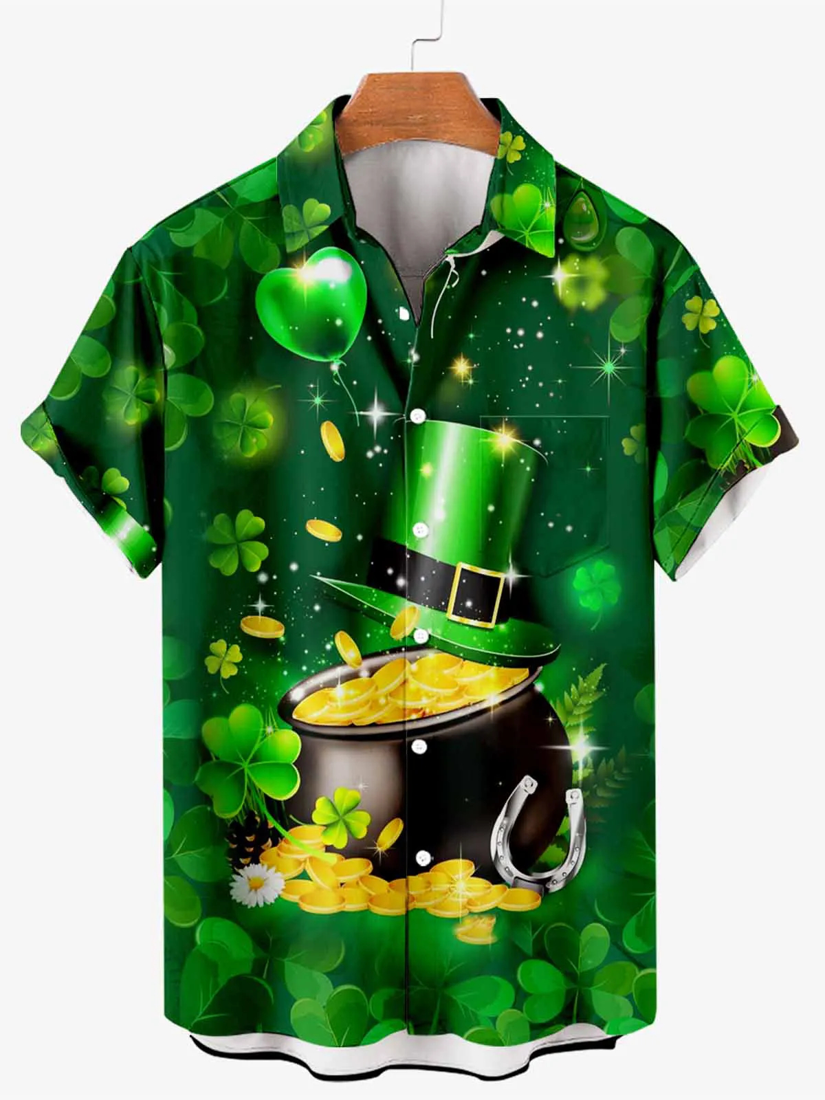Men's Celebrate St. Patrick's Day Shamrock Short Sleeve Shirt