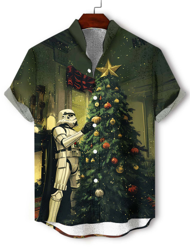 Men's Classic Movie Christmas Graphic Short Sleeve Shirt