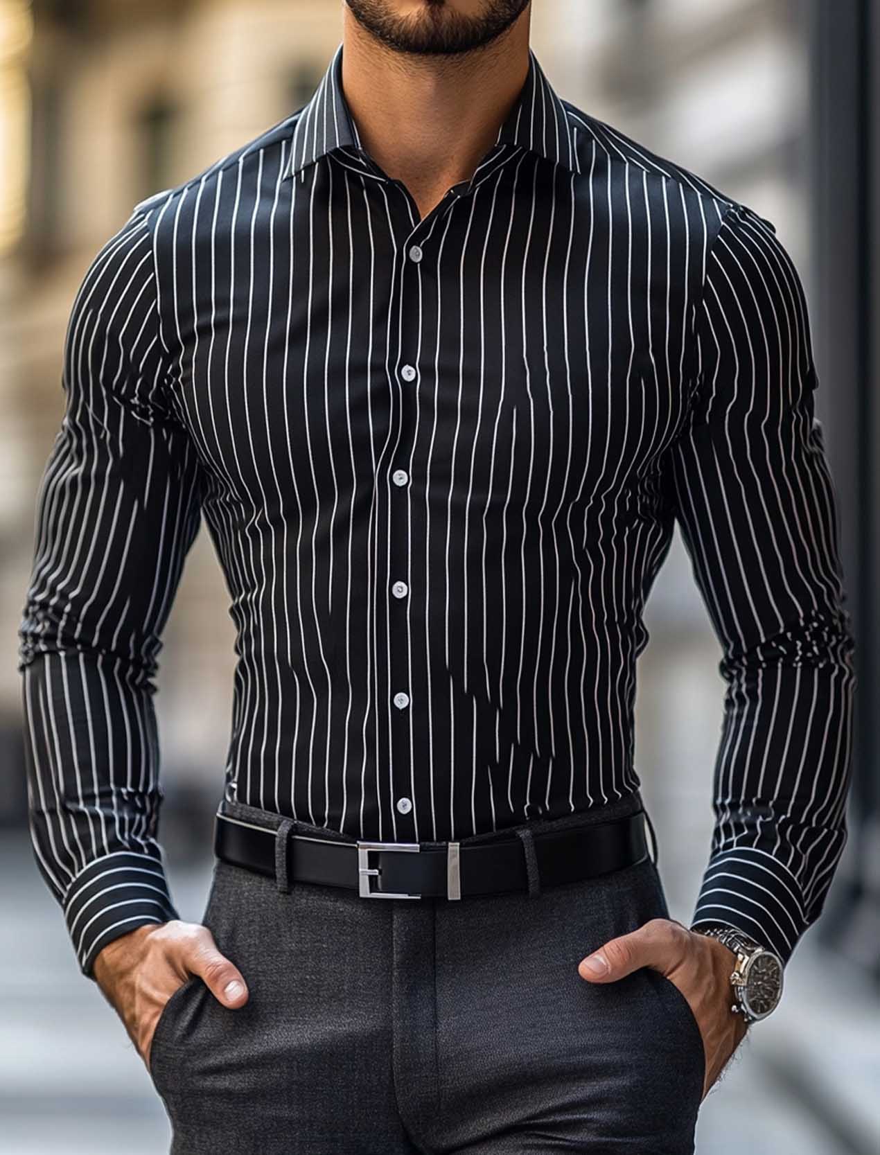 Men's Business Casual Button-Down Shirt