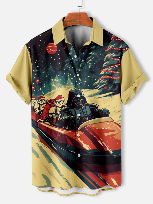 Men's Classic Movie Christmas Graphic Short Sleeve Shirt