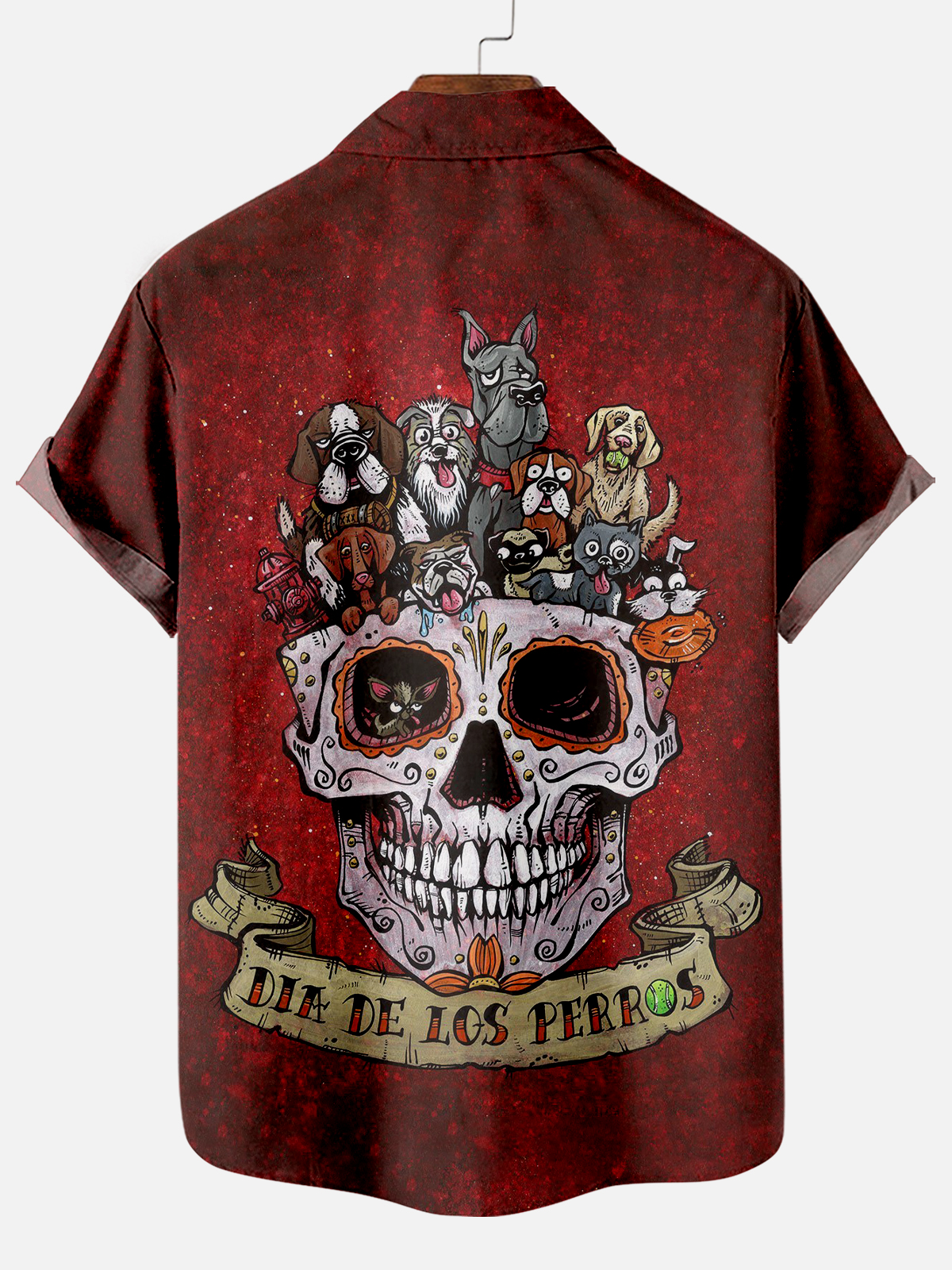 Men's Classic Day of the Dead Skull Graphic Short Sleeve Shirt