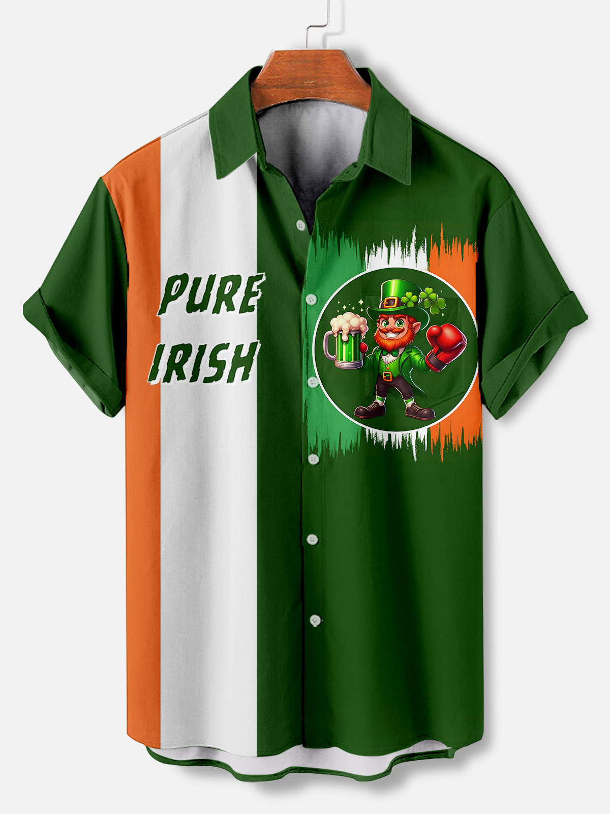 Men's Casual St. Patrick's Day Graphic Short Sleeve Shirt