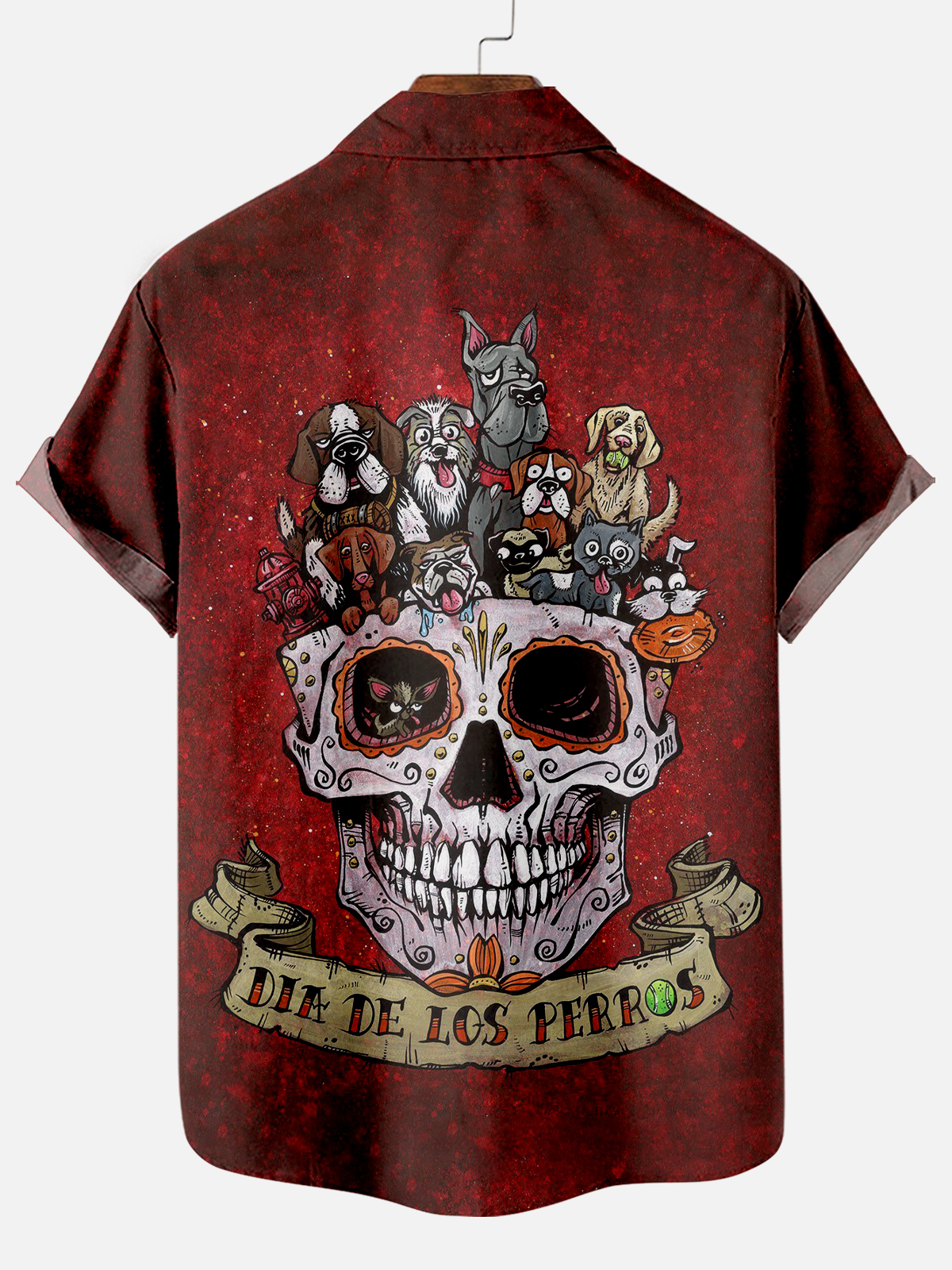 Men's Classic Day of the Dead Skull Graphic Short Sleeve Shirt