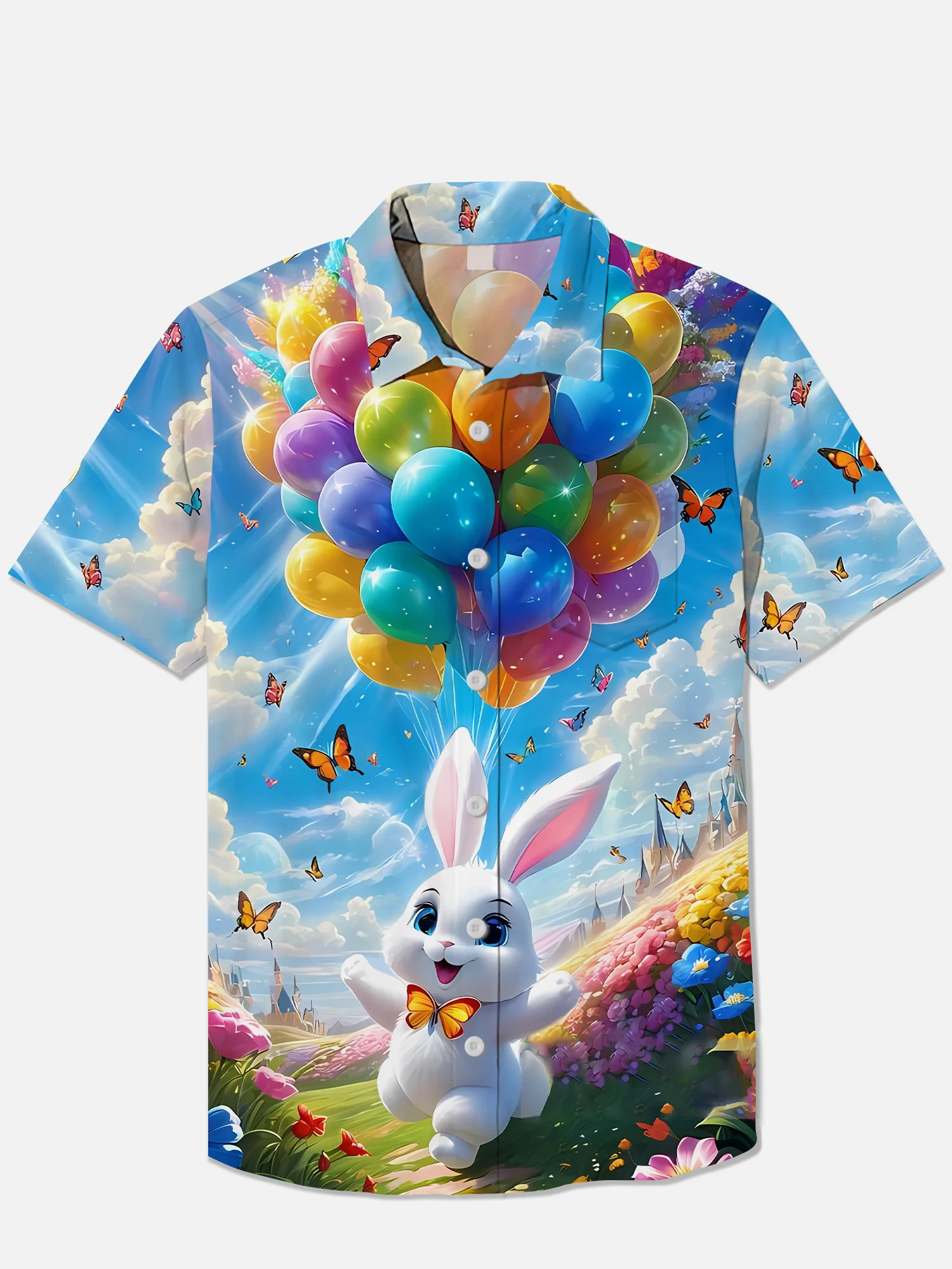 Men's Easter Print Short Sleeve Shirt