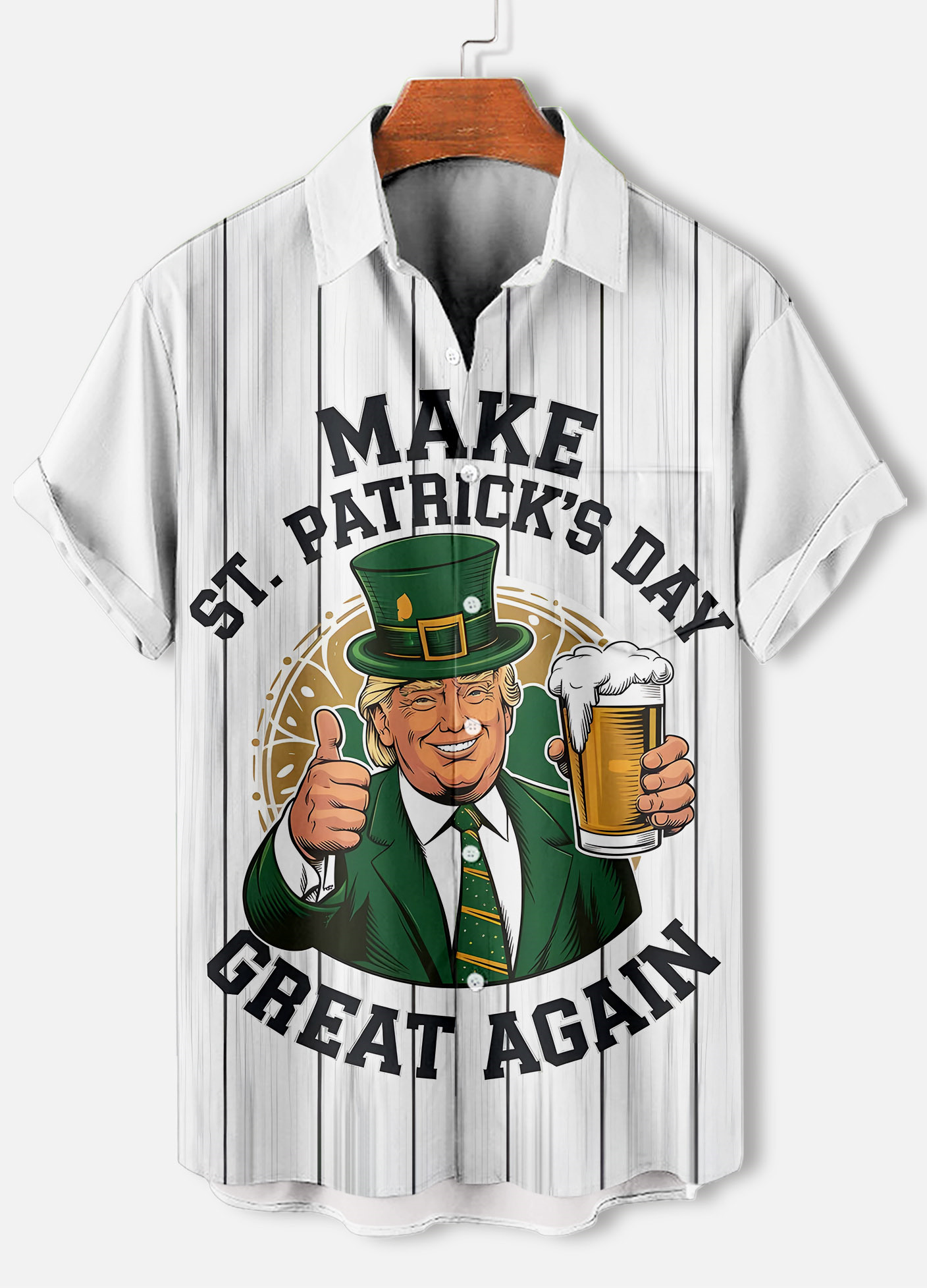 Men's Casual St. Patrick's Day Graphic Short Sleeve Shirt
