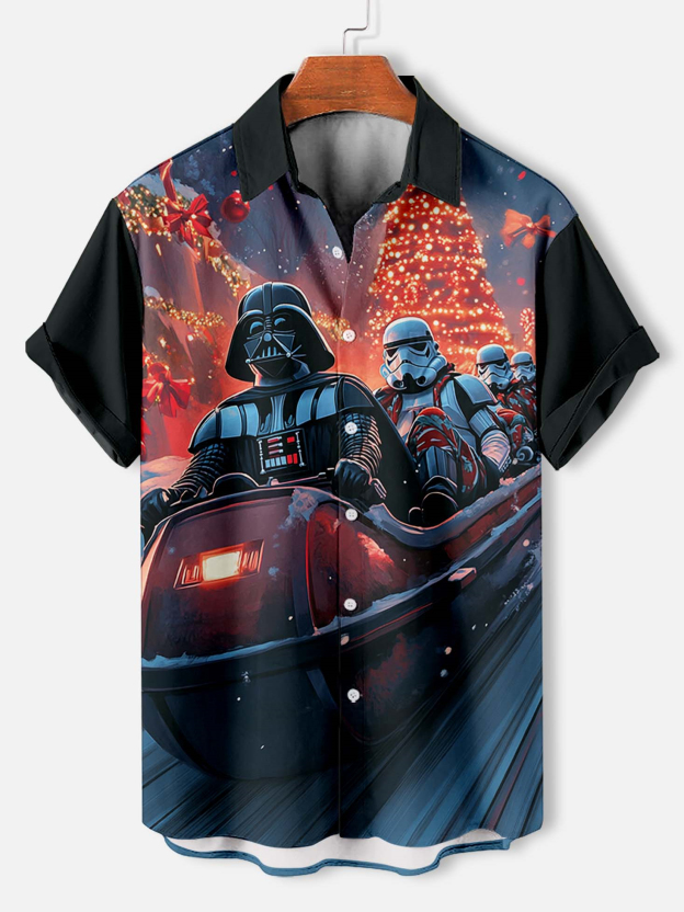 Men's Classic Movie Christmas Graphic Short Sleeve Shirt