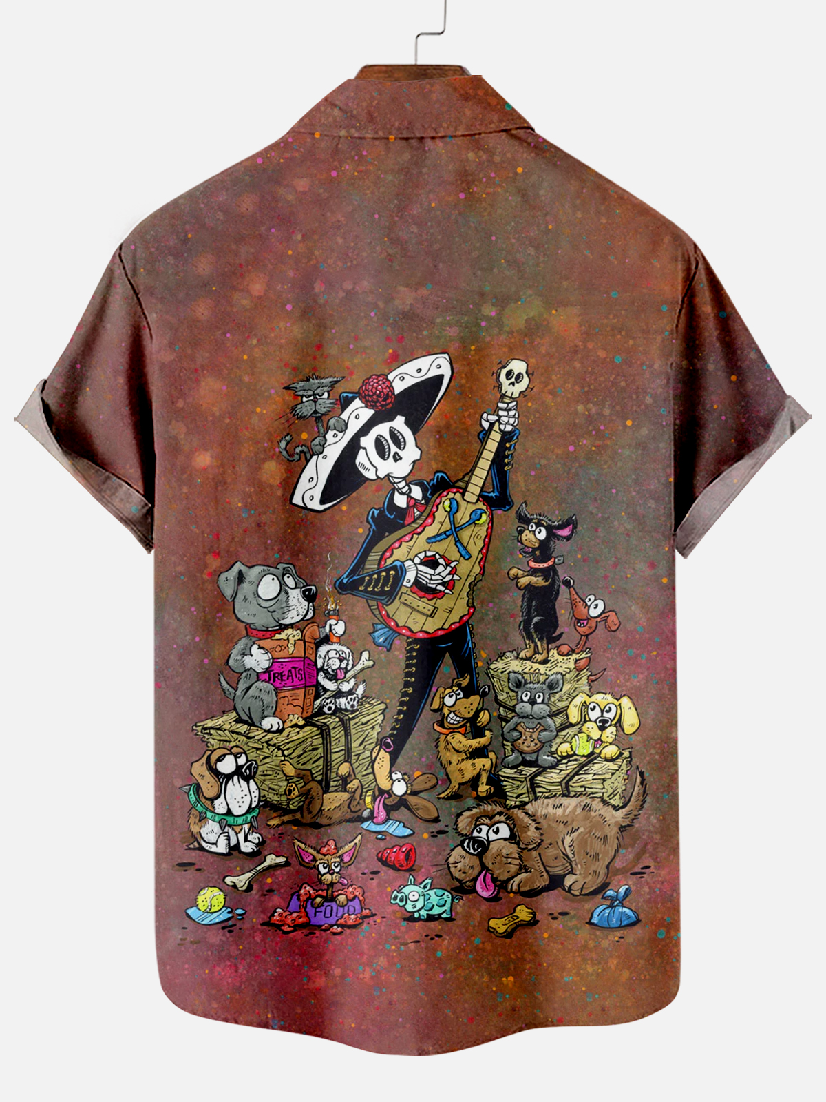 Men's Classic Day of the Dead Skull Graphic Short Sleeve Shirt