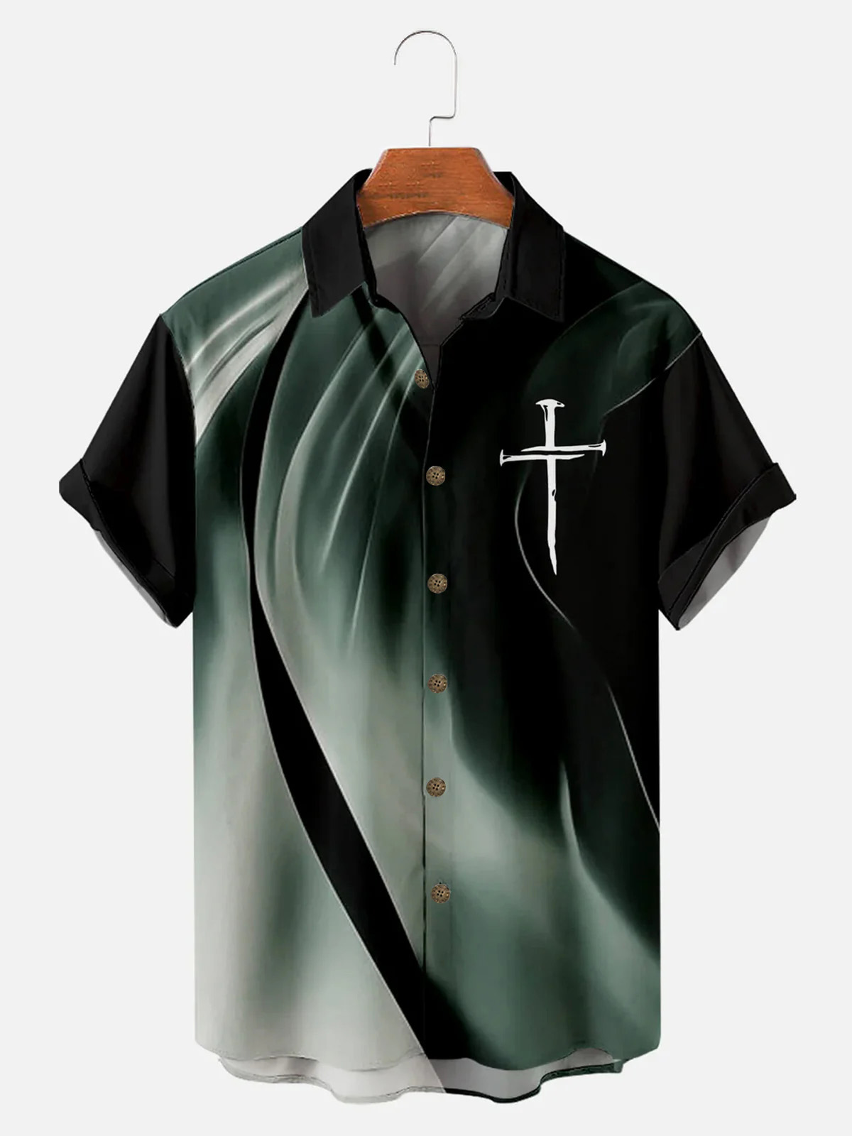 Men's Easter Cross Print Short Sleeve Shirt
