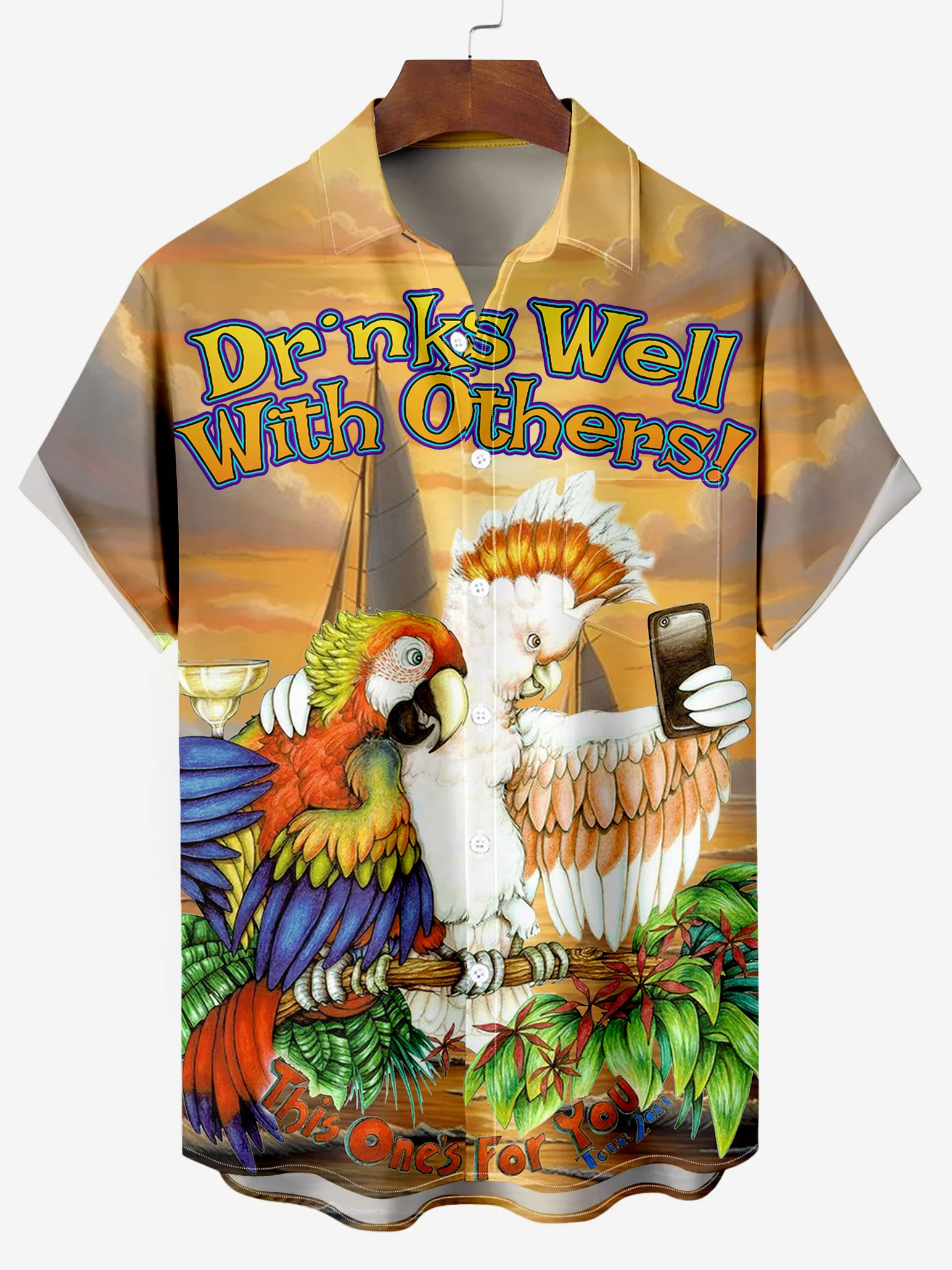 Parrot Vacation Casual Hawaiian Short Sleeve Shirt