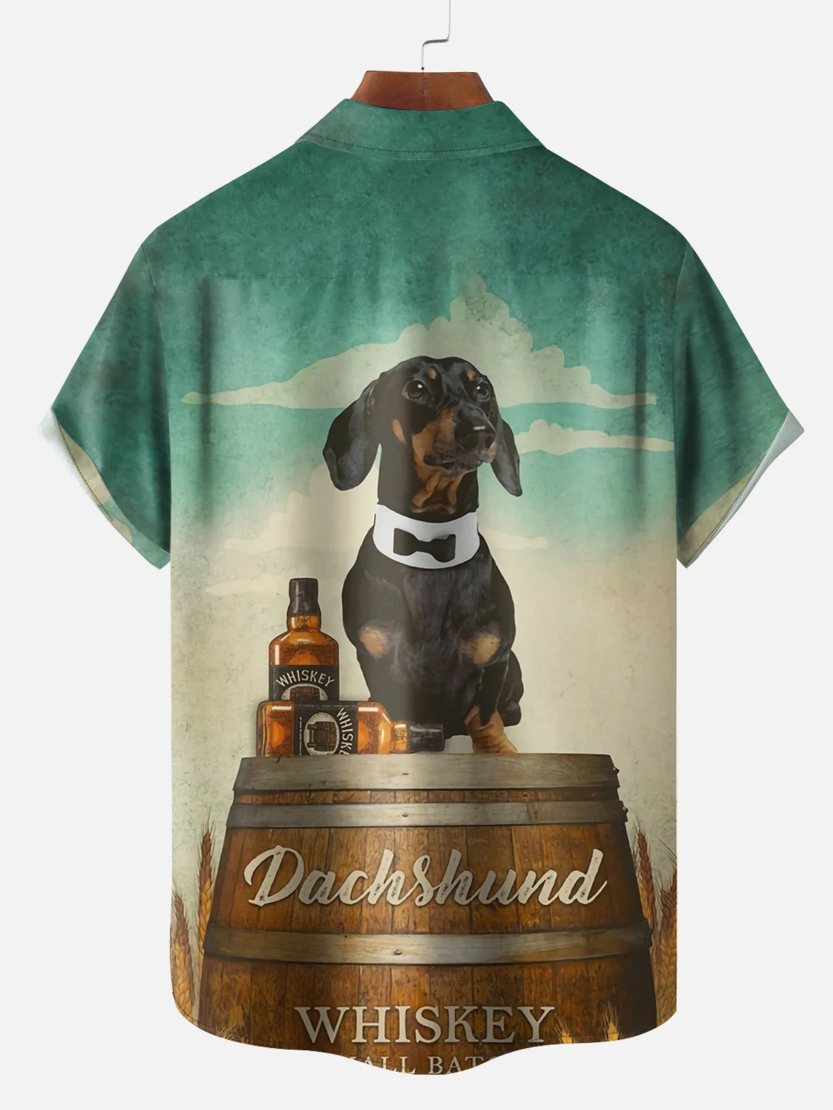 Men's Vintage Dachshund Graphic Print Hawaiian Short Sleeve Shirt