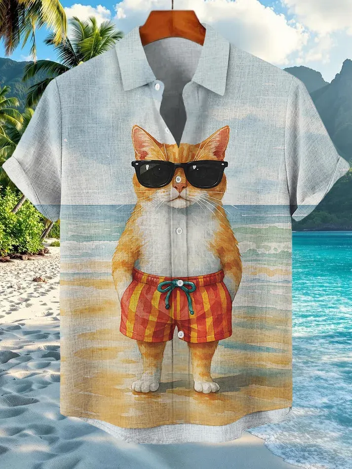 Men's Retro Brave Tom and Jerry Cartoon Graphic Short Sleeve Shirt