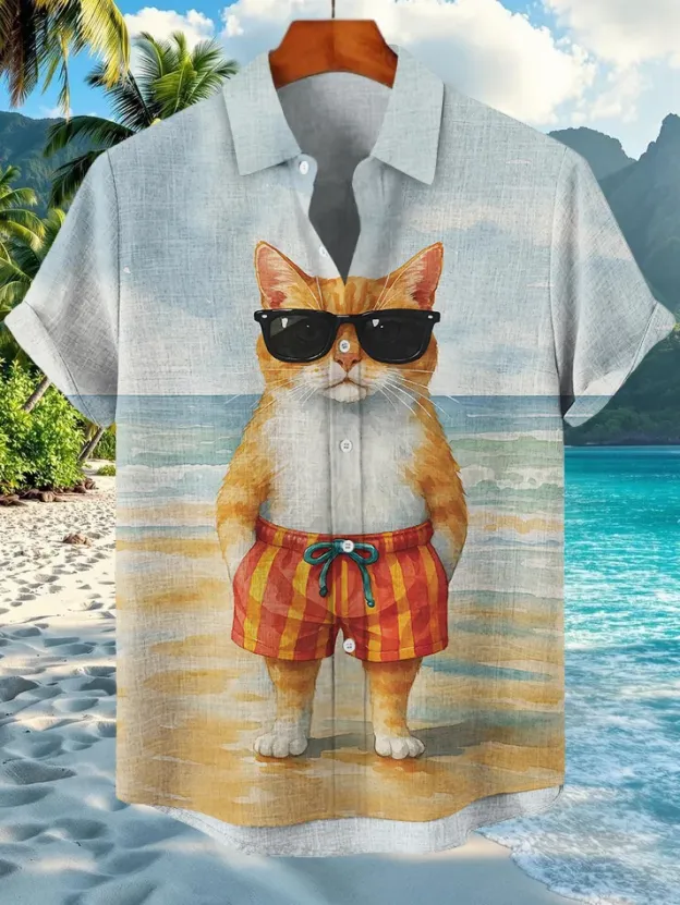 Men's Retro Brave Tom and Jerry Cartoon Graphic Short Sleeve Shirt