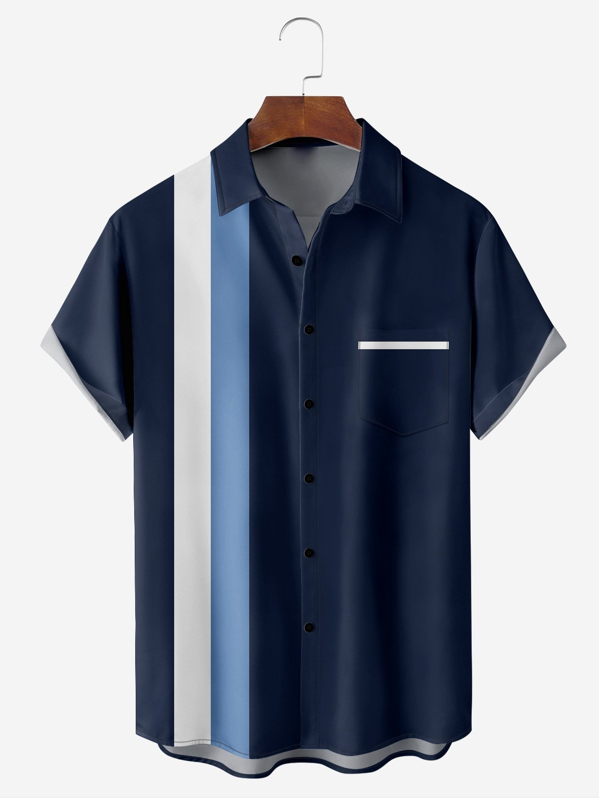 Leisure Contrasting Print Lapel Neck Short Sleeve Shirt