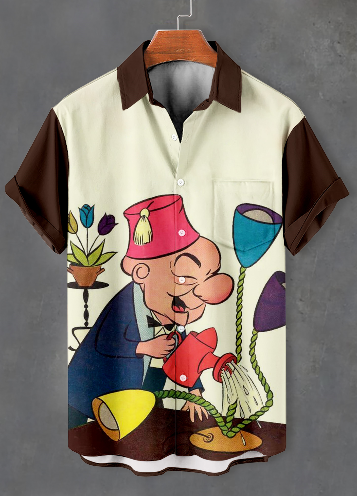 Men's Retro Comic Classic Character Graphic Short Sleeve Shirt