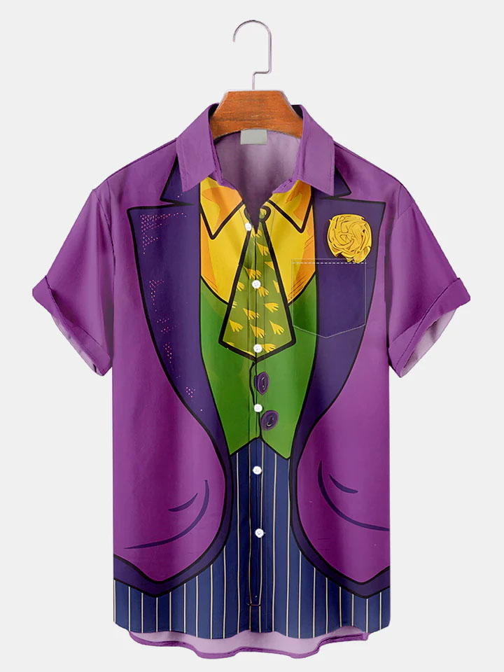 Men's Mardi Gras Elements Graphic Festive Short Sleeve Shirt